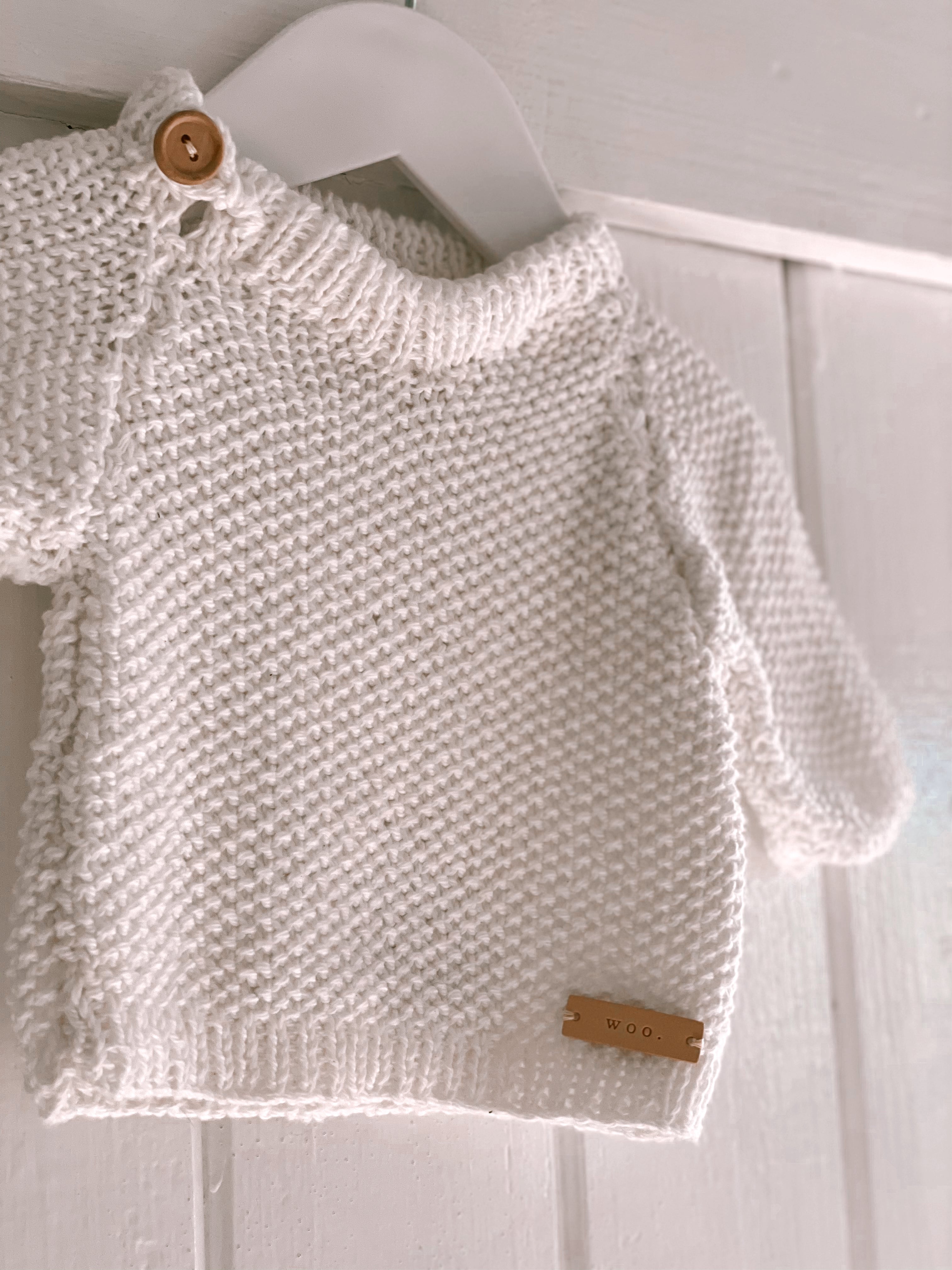 White Cotton Moss Stitch Knit Set